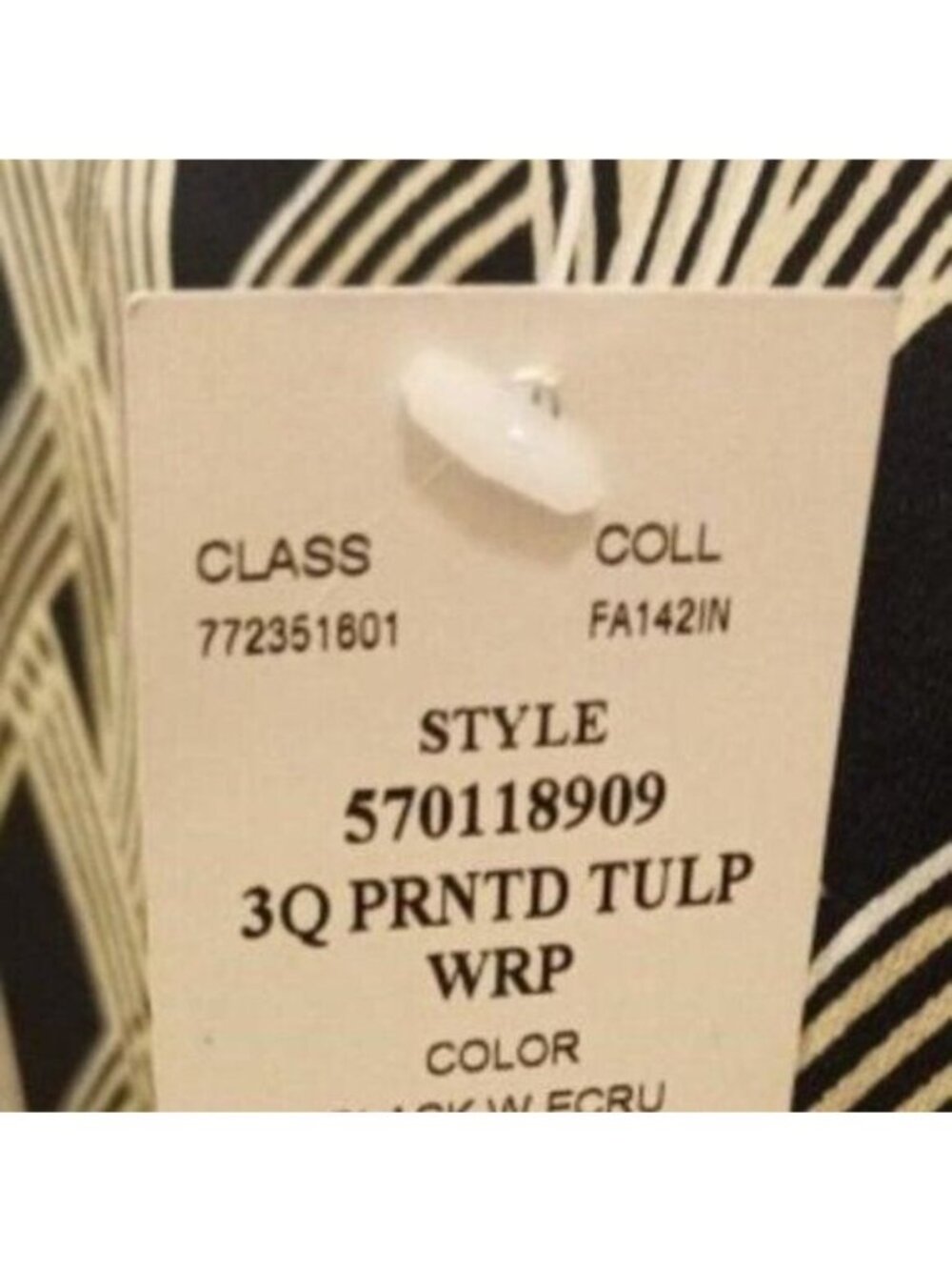 White House Black Market Abstract Printed Wrap Dress Black & Cream size 2 NWT - Picture 7 of 7